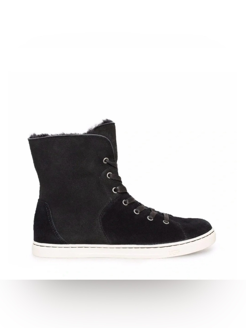 UGG Women's Black Suede Shearling High-Top Lace Sneaker